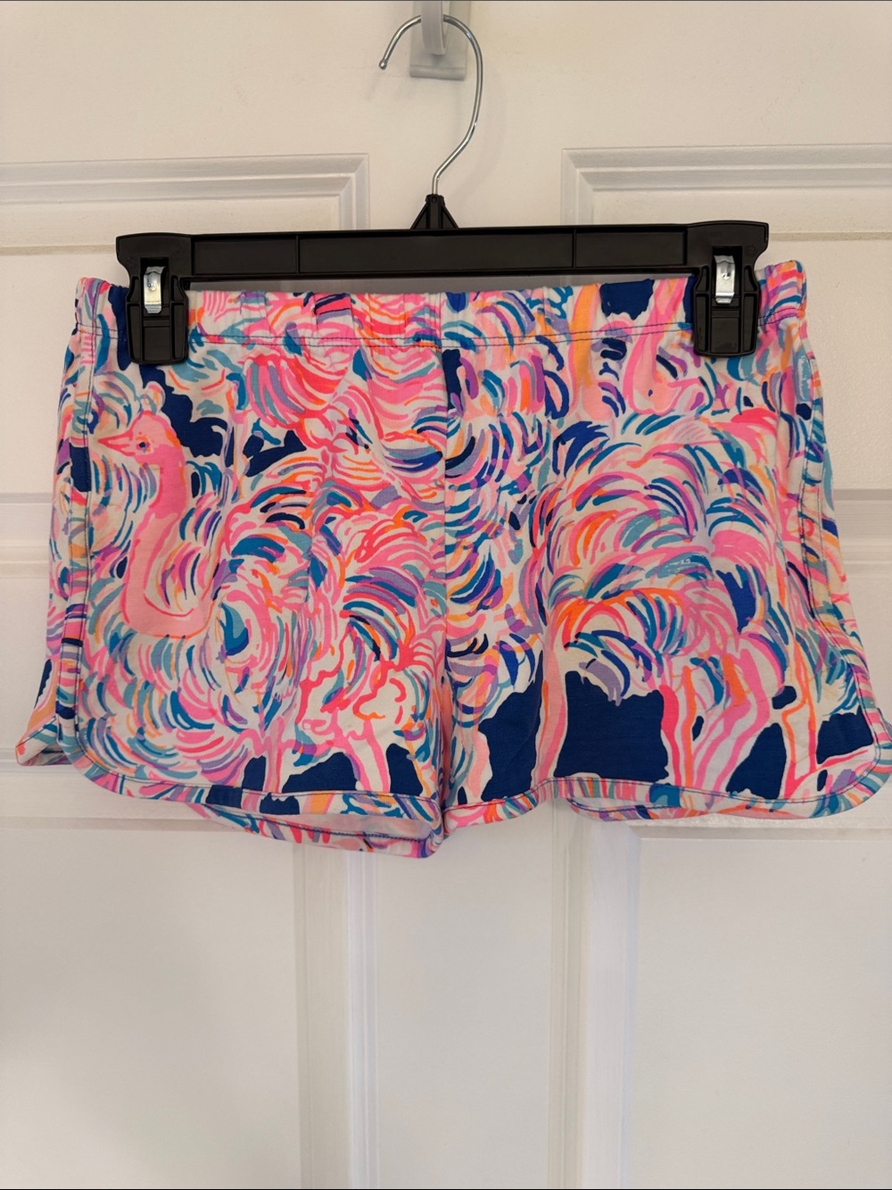 Lilly Pulitzer Multicolor Ostrich-Print Athletic Shorts in Pink & Blue